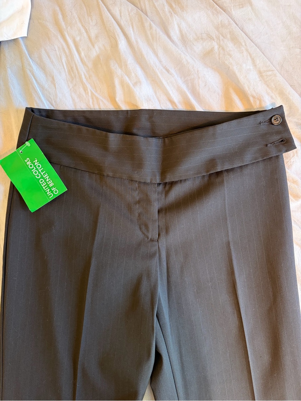 NWT Vintage United Colors of Benetton Y2K Low Rise Black Pinstripe Pant
